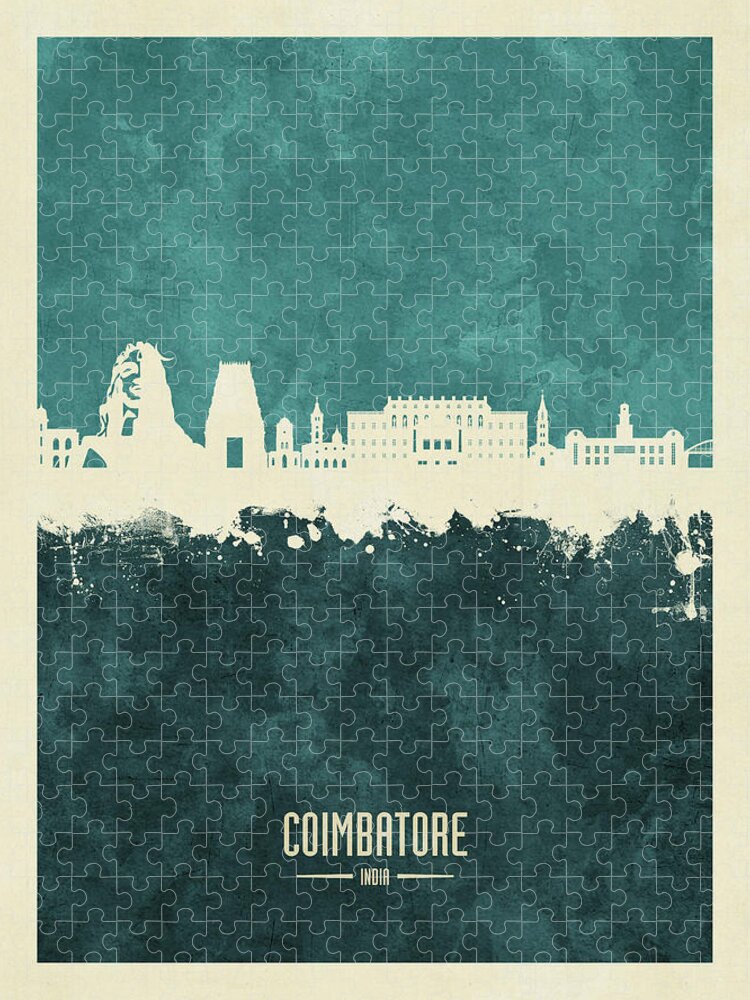 Coimbatore Jigsaw Puzzle featuring the digital art Coimbatore Skyline India #85 by Michael Tompsett
