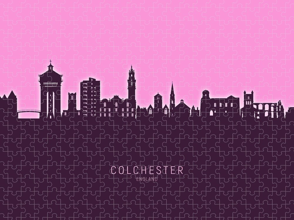 Colchester Jigsaw Puzzle featuring the digital art Colchester England Skyline #48 by Michael Tompsett