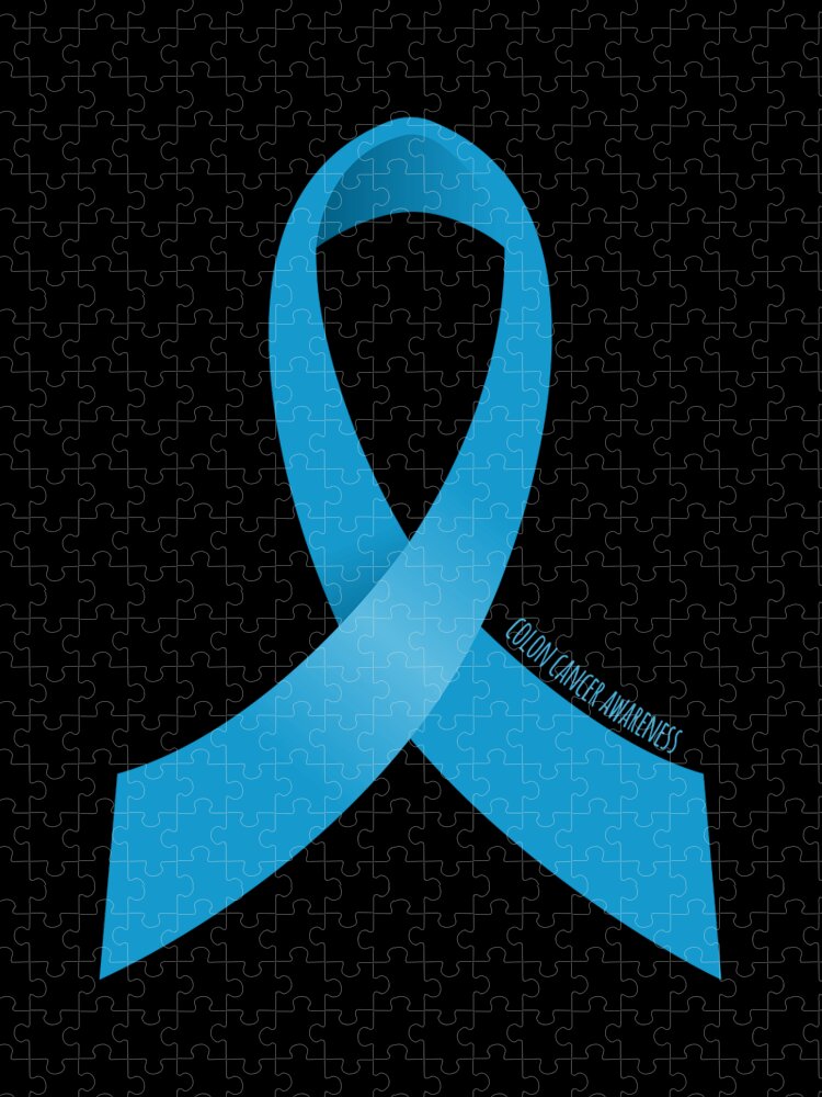 Awareness Jigsaw Puzzle featuring the digital art Colon Cancer Awareness Ribbon by Flippin Sweet Gear