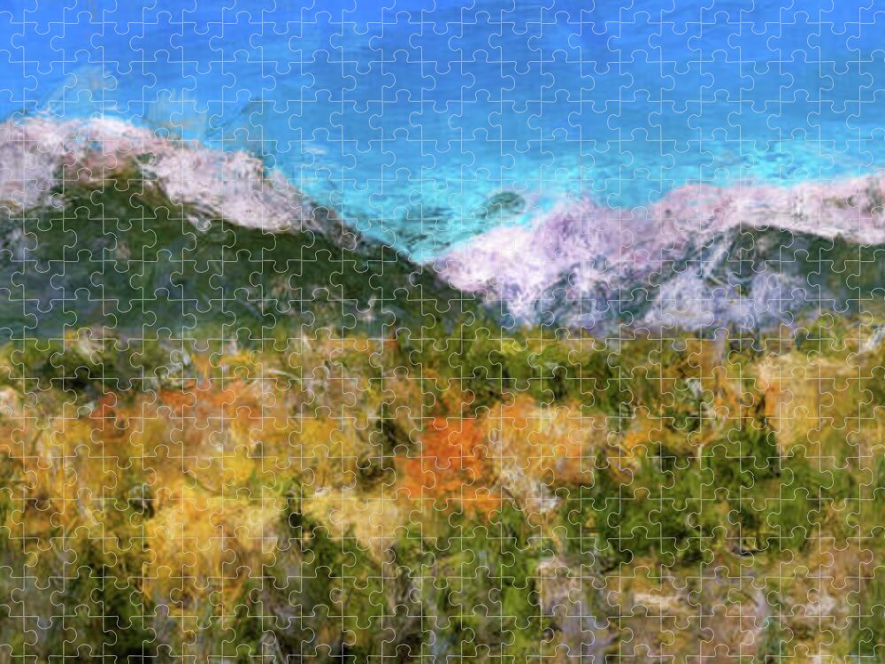 Colorado Rocky Mountains Jigsaw Puzzle featuring the digital art Colorado Rocky Mountains in the Fall by SnapHappy Photos
