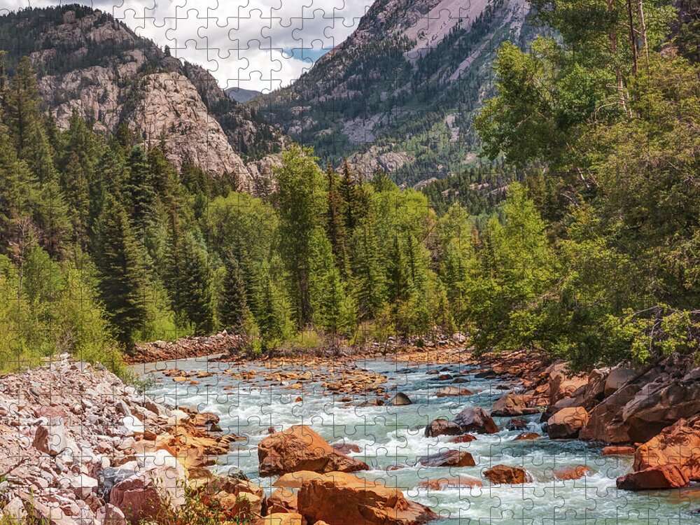 Colorado Print Jigsaw Puzzle featuring the photograph Colorado's Animas River Along the San Juan Mountains by Gregory Ballos