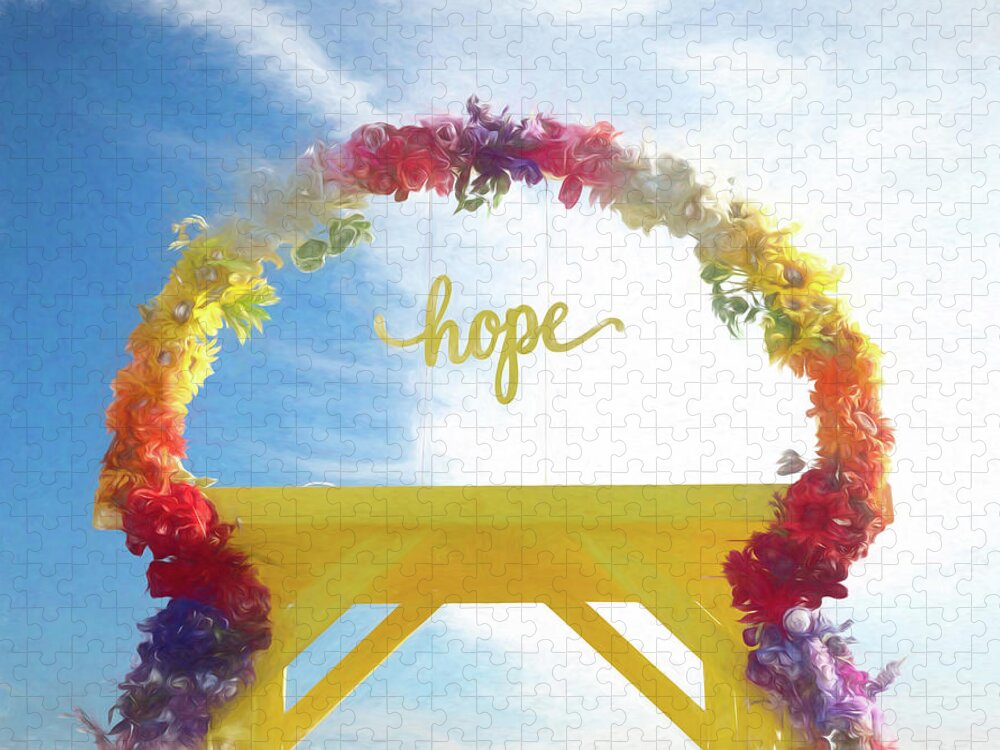 Arch Jigsaw Puzzle featuring the digital art Colorful Floral Arch of Hope by Kristia Adams