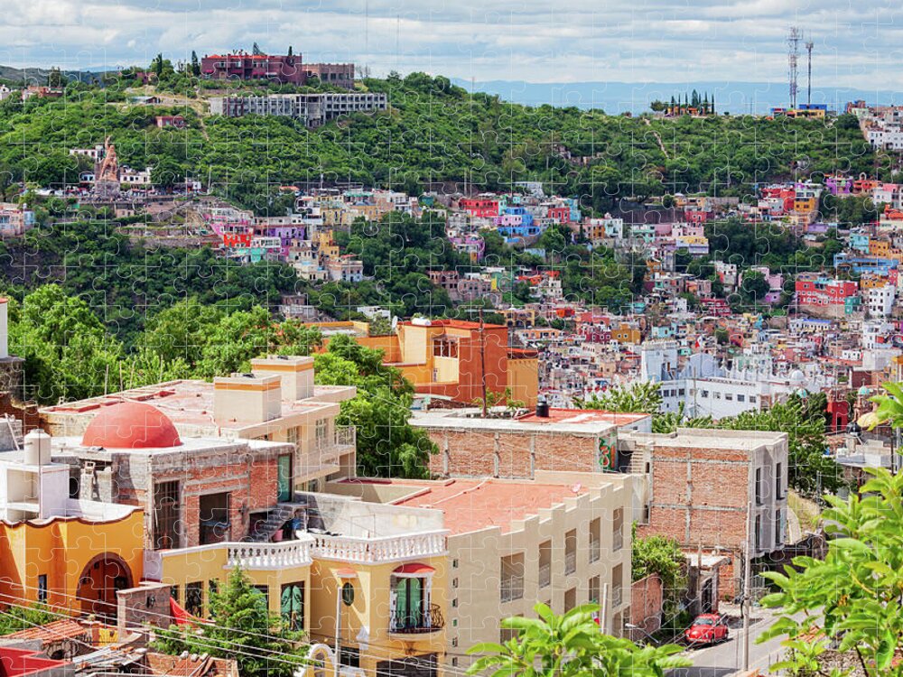 Guanajuato Jigsaw Puzzle featuring the photograph Colorful hilltop houses in Guanajuato, Mexico 2 by Tatiana Travelways
