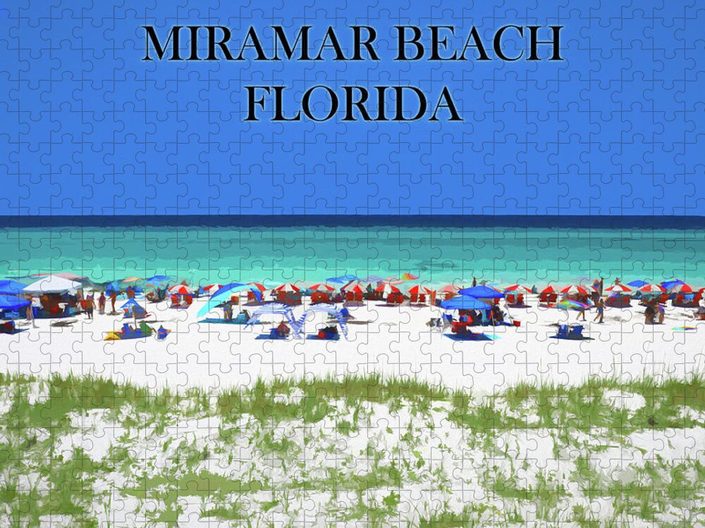 Colorful Miramar Beach Florida Jigsaw Puzzle featuring the mixed media Colorful Miramar Beach Florida by Dan Sproul