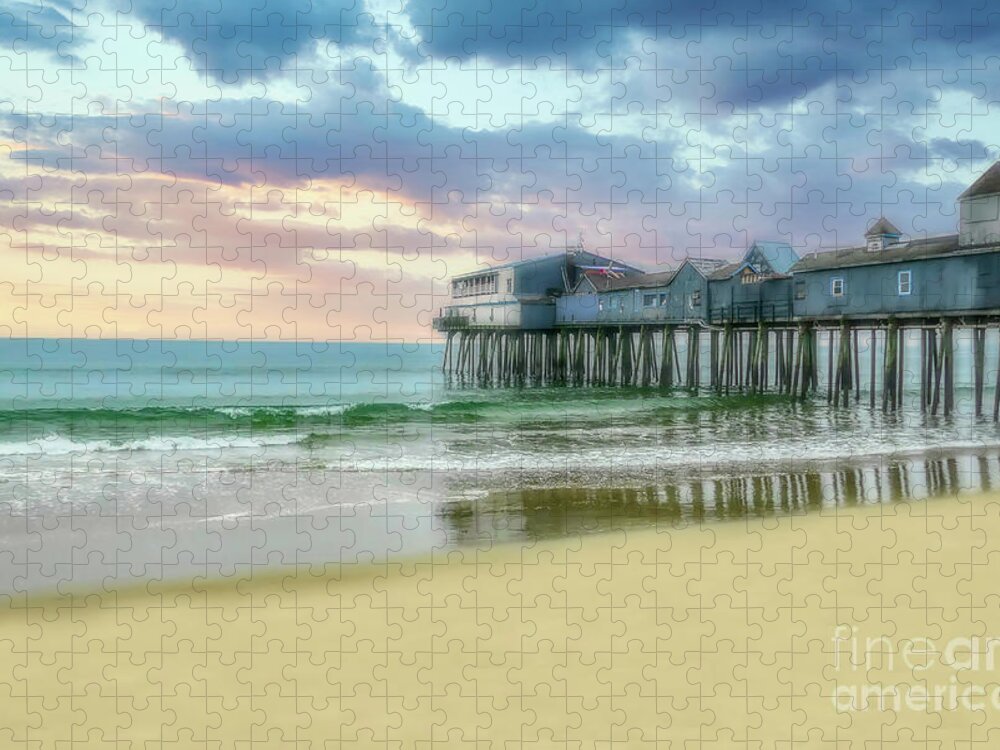 Old Orchard Beach Jigsaw Puzzle featuring the photograph Colorful Sky at Old Orchard Beach by Amy Dundon