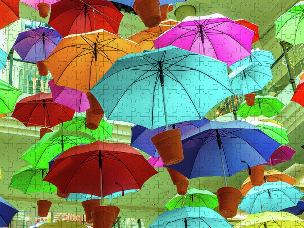 Colorful Umbrellas Melbourne Australia Jigsaw Puzzle featuring the photograph Colorful Umbrellas in Melbourne, Australia by David Morehead