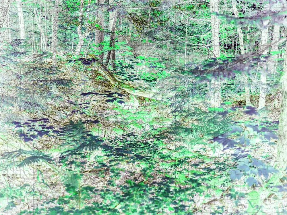 Trees Jigsaw Puzzle featuring the photograph Shades of Green Woodlands by Missy Joy