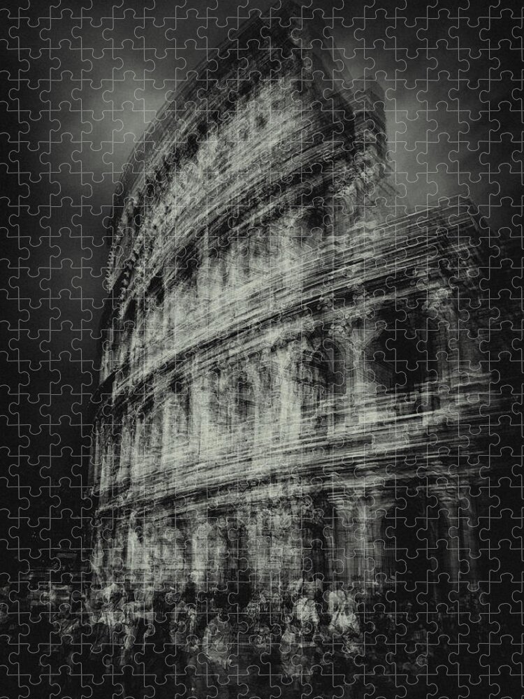 Monochrome Jigsaw Puzzle featuring the photograph Colosseo by Grant Galbraith