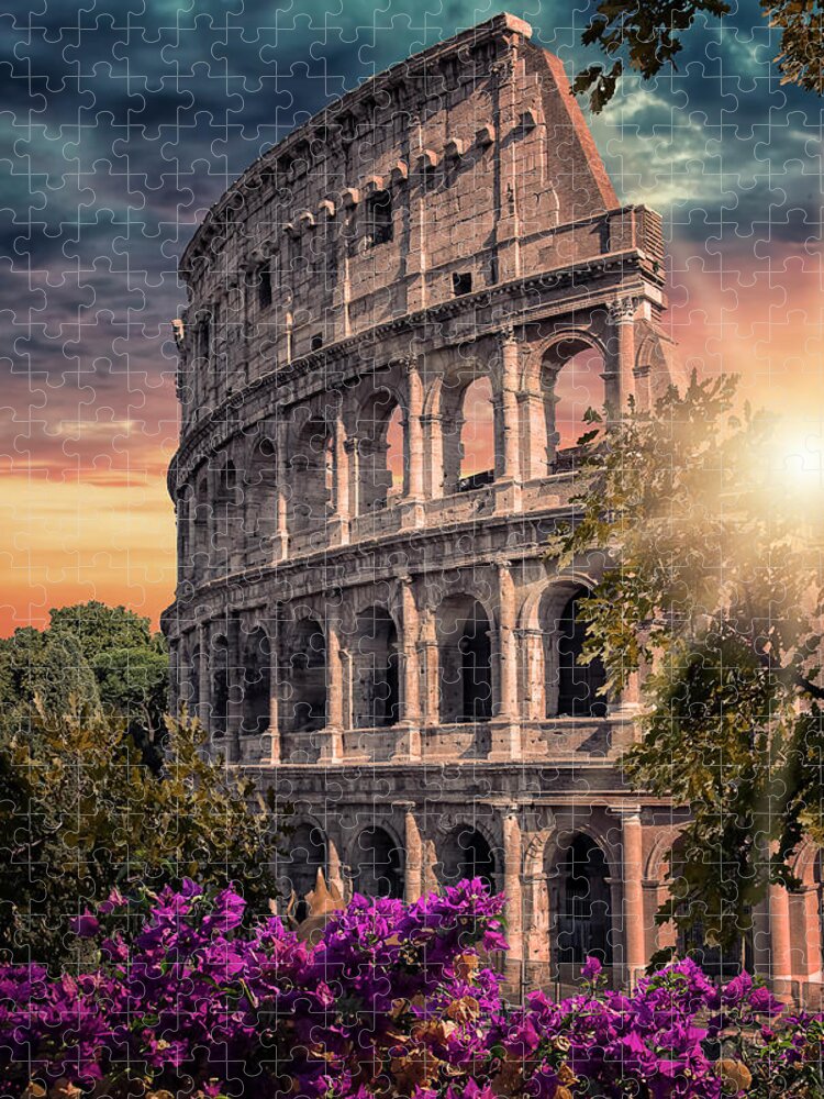 Amphitheater Jigsaw Puzzle featuring the photograph Colosseum In Rome by Manjik Pictures