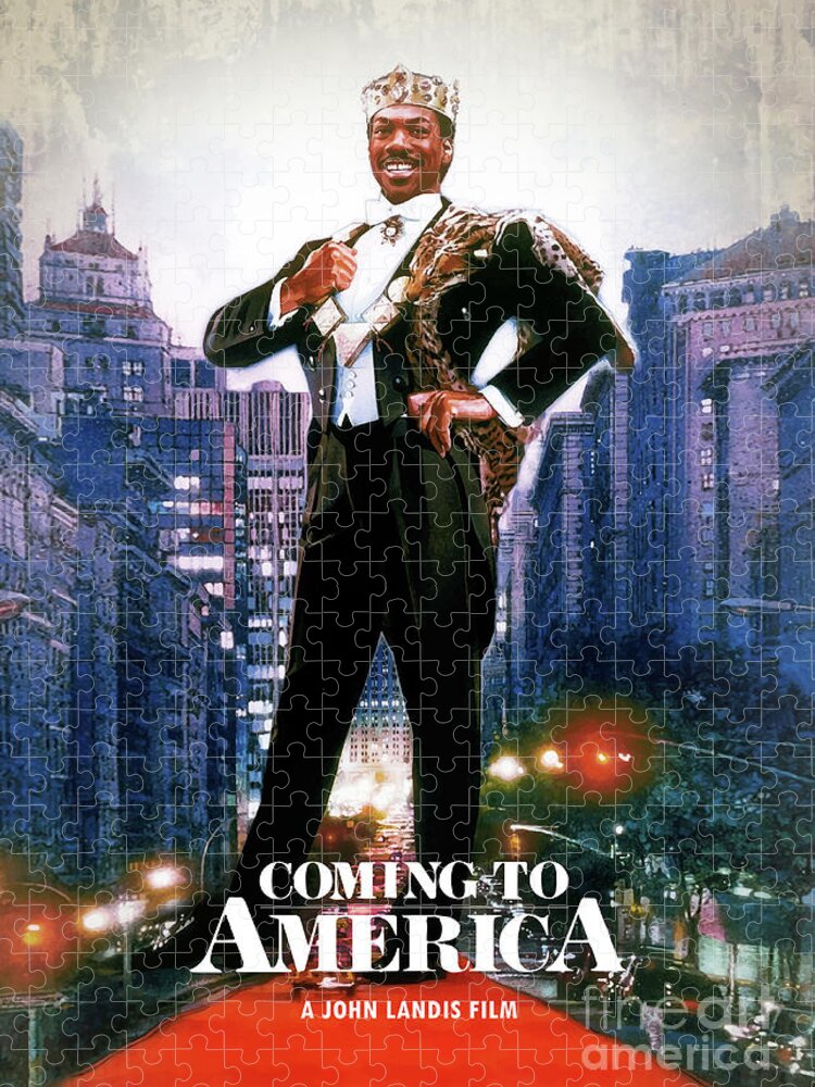 Movie Poster Jigsaw Puzzle featuring the digital art Coming To America by Bo Kev