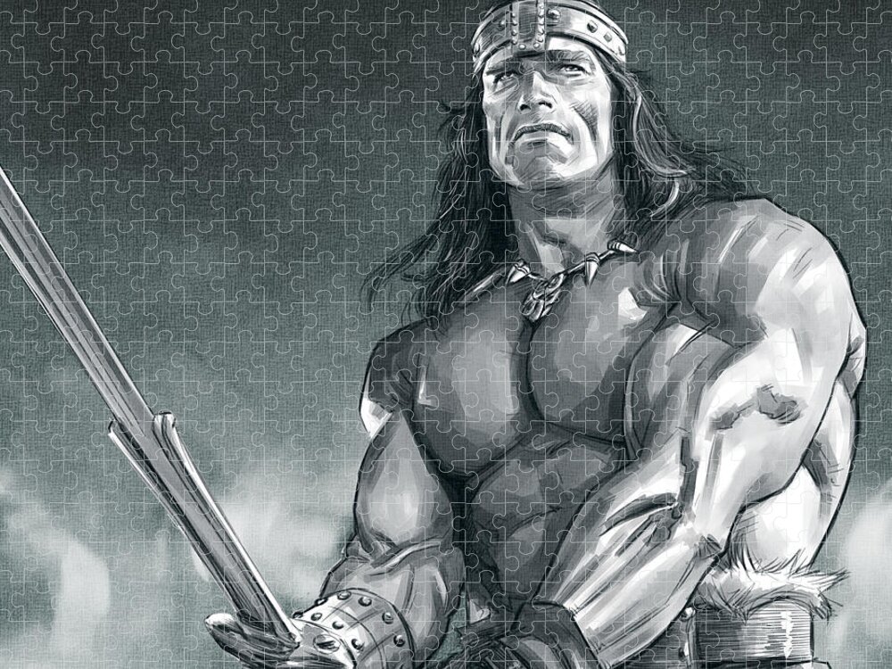 Conan The Barbarian Jigsaw Puzzle featuring the digital art Conan The Barbarian by Darko Babovic
