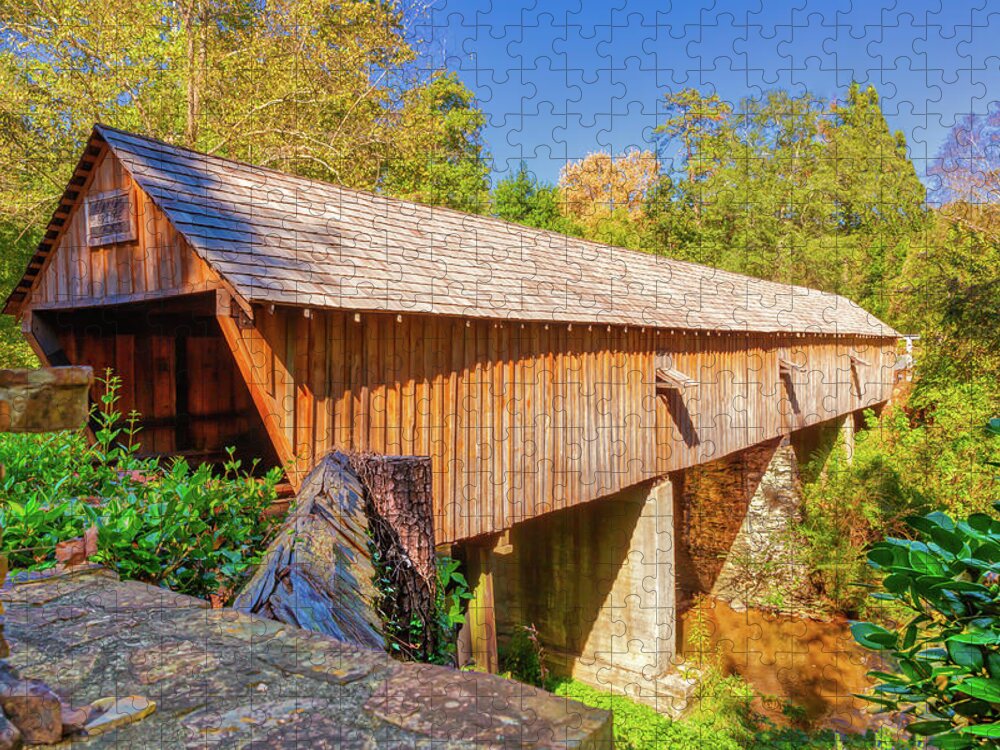 Atlanta Jigsaw Puzzle featuring the photograph Concord Covered Bridge Caretaker View by Donna Twiford