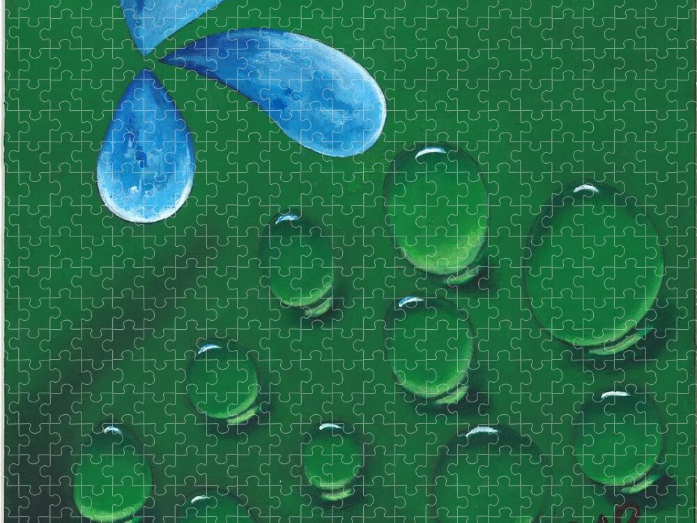 Raindrops Jigsaw Puzzle featuring the painting Condensation by Esoteric Gardens KN
