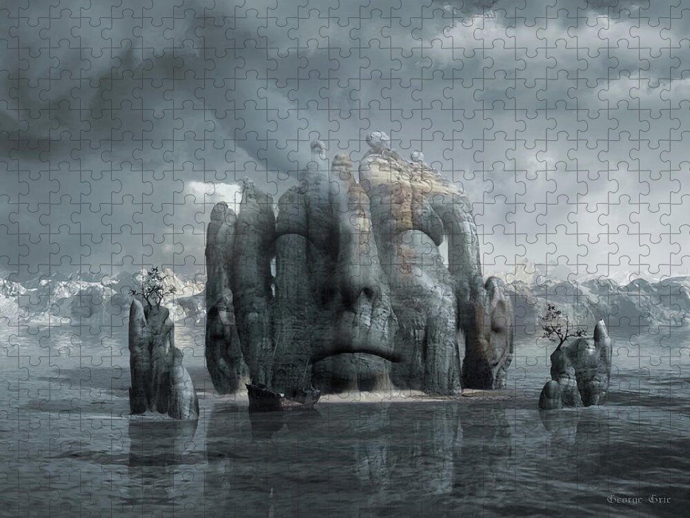 Pacific Jigsaw Puzzle featuring the digital art Confluence or Guided Meditation by George Grie