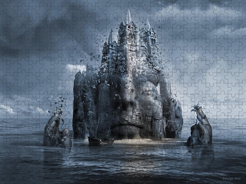 Surreal Jigsaw Puzzle featuring the digital art Confluence or Mindful State of Meditation Remake by George Grie