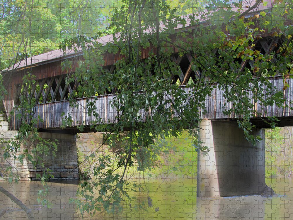 Branches Jigsaw Puzzle featuring the photograph Conneaut Creek Covered Bridge by Paul Giglia