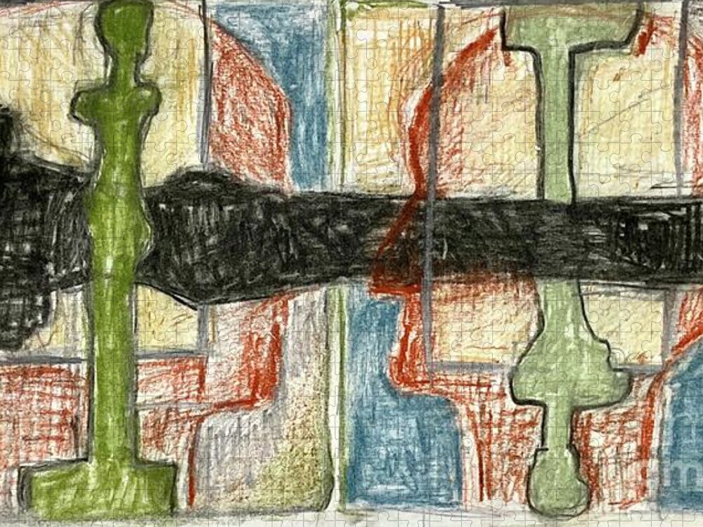 Color Charcoal Jigsaw Puzzle featuring the drawing Conversation by David Euler