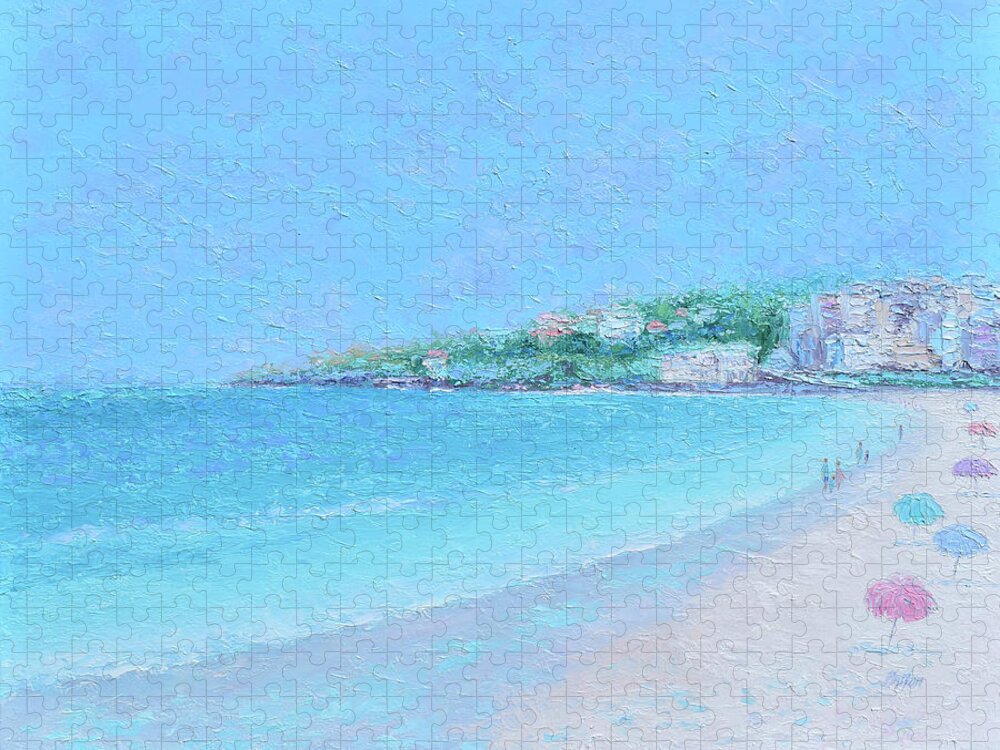 Coogee Beach Jigsaw Puzzle featuring the painting Coogee Beach Morning - seascape impression by Jan Matson