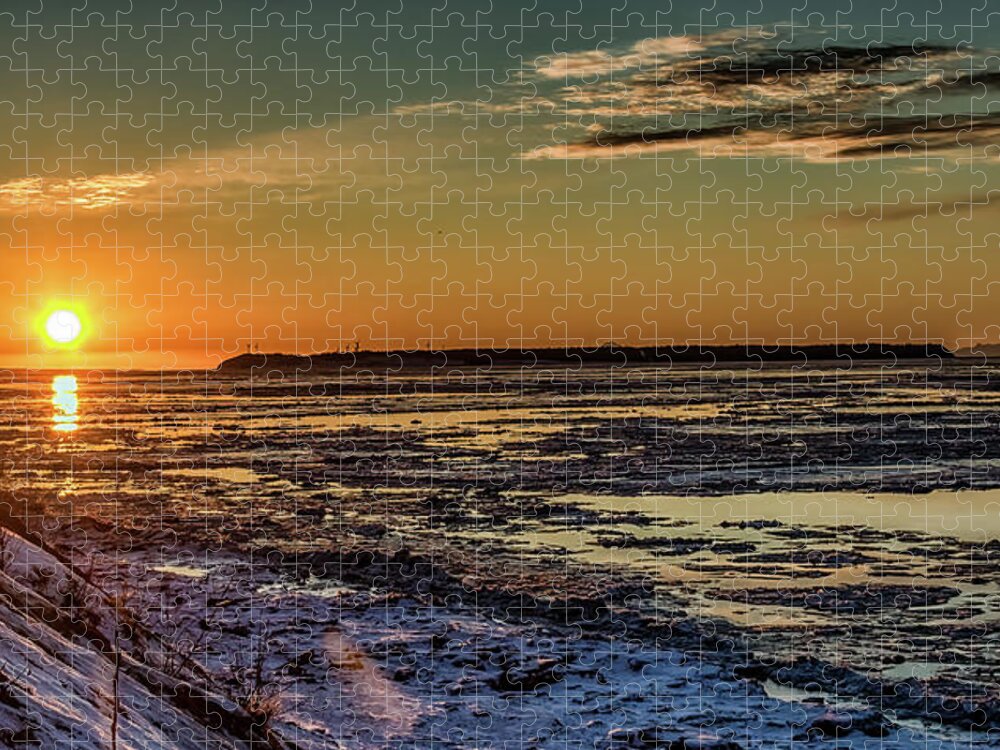  Jigsaw Puzzle featuring the photograph Cook Inlet Sunset Alaska by Michael W Rogers
