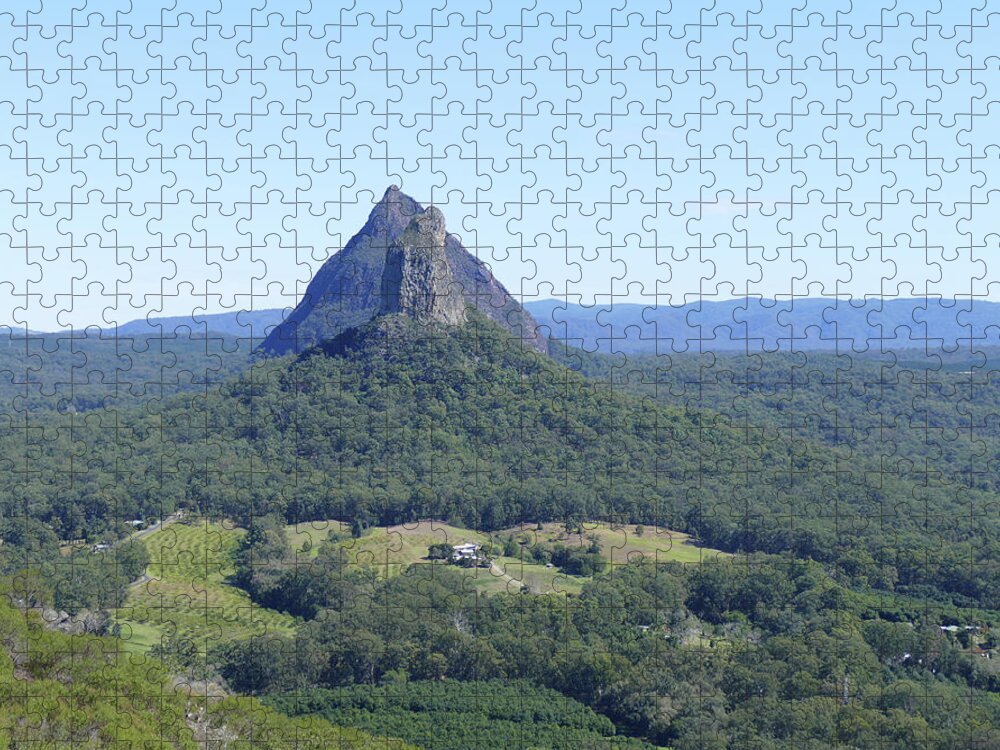 Landscape Jigsaw Puzzle featuring the photograph Coonowrin and Beerwah by Maryse Jansen