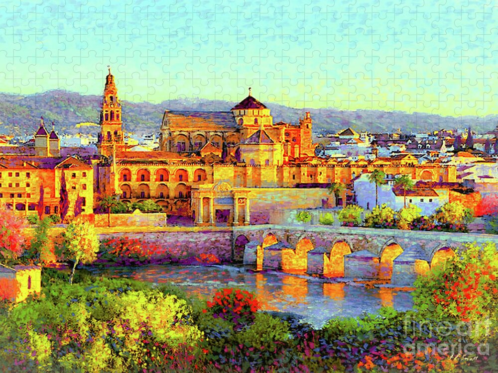 Spain Jigsaw Puzzle featuring the painting Cordoba Mosque Cathedral Mezquita by Jane Small