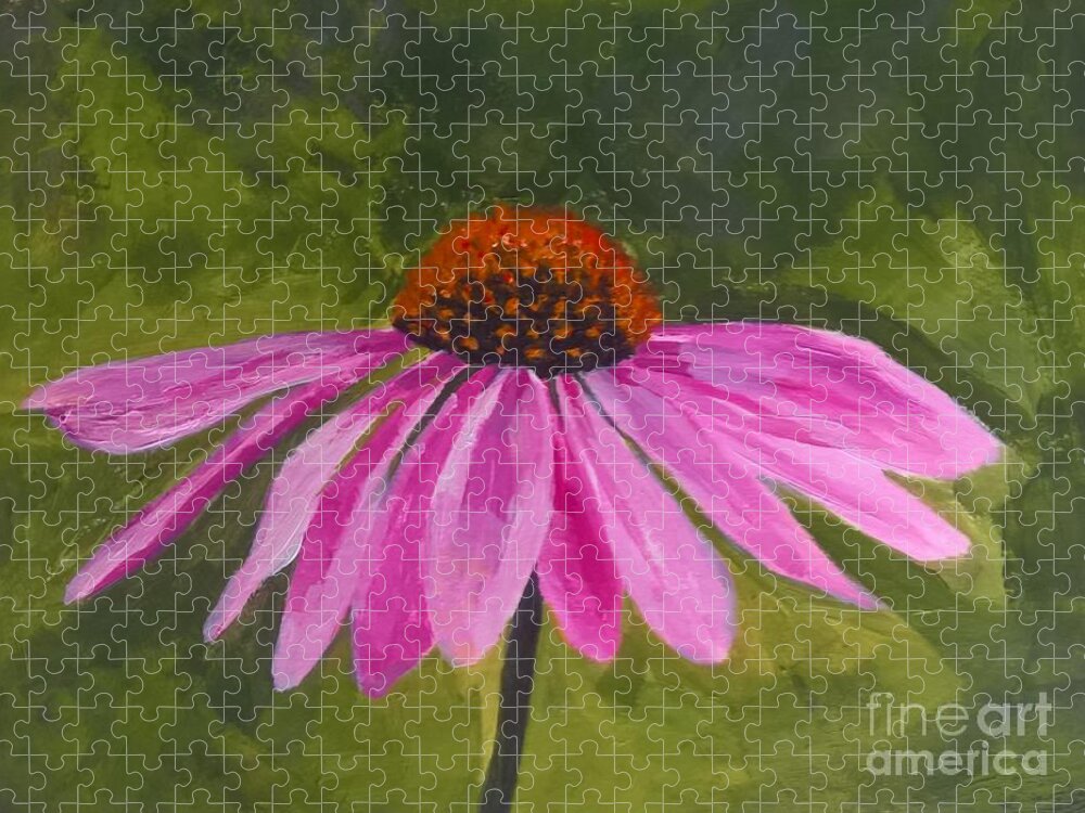 Flower Jigsaw Puzzle featuring the painting Coneflower by Lisa Dionne