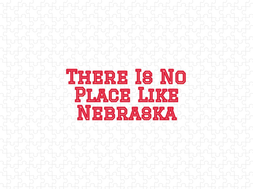 Nebraska Jigsaw Puzzle featuring the digital art Cornhusker Fight Song - There Is No Place Like Nebraska by College Mascot Designs