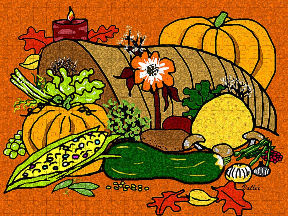 Thanksgiving Jigsaw Puzzle featuring the digital art Cornucopia by Vallee Johnson