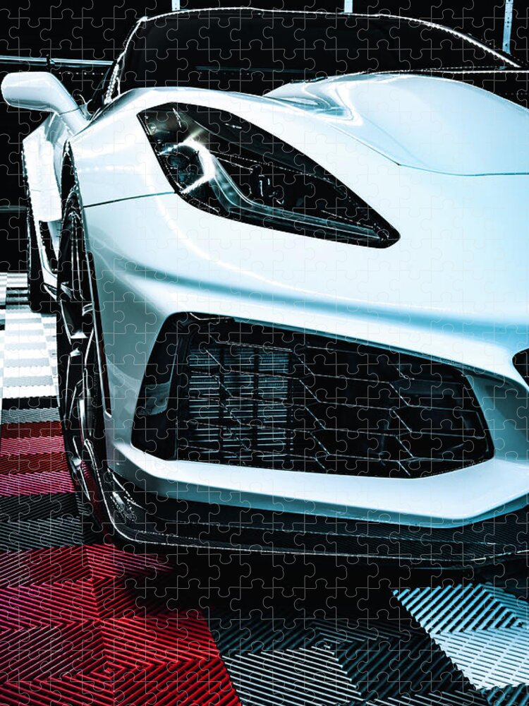Zr1 Jigsaw Puzzle featuring the photograph Corvette ZR1 White Exterior by Lourry Legarde