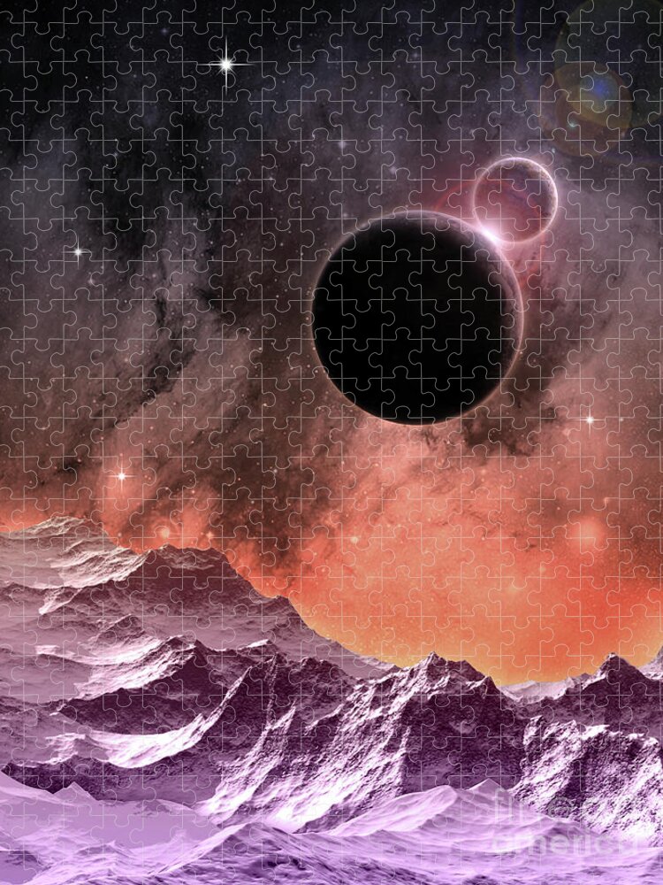Space Jigsaw Puzzle featuring the digital art Cosmic Landscape by Phil Perkins