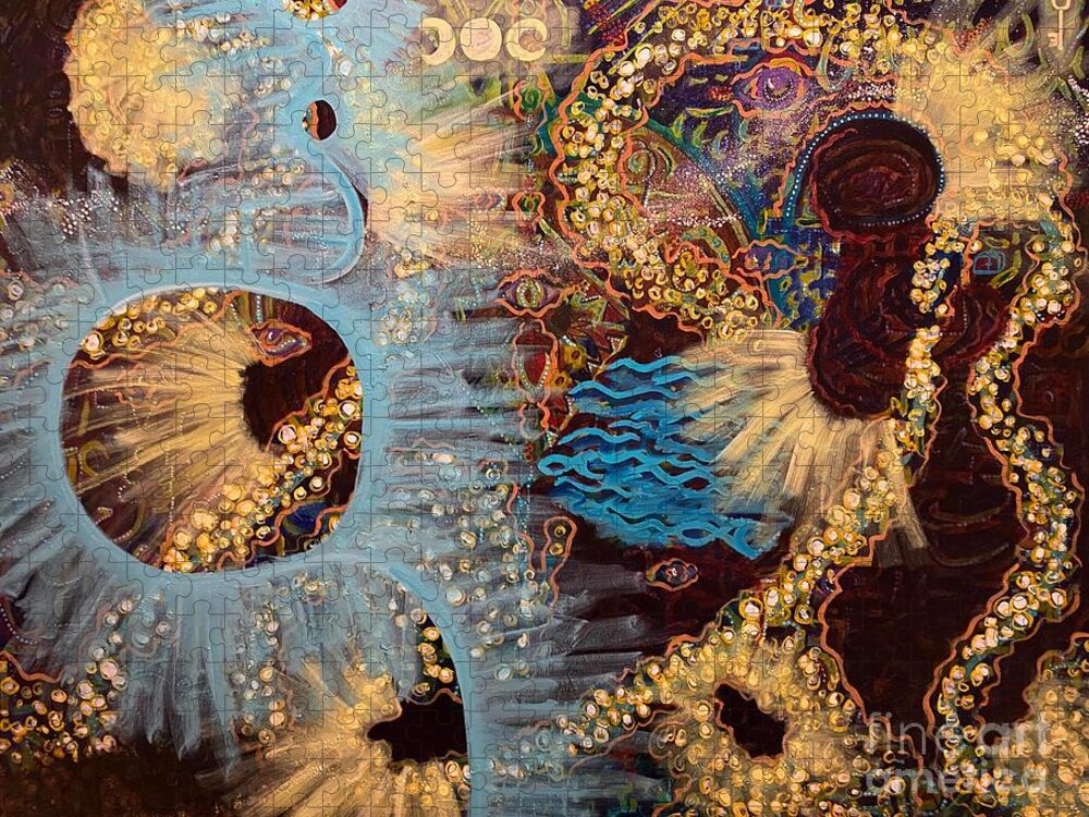 Cosmos Jigsaw Puzzle featuring the painting Cosmos Calls by Sylvia Becker-Hill