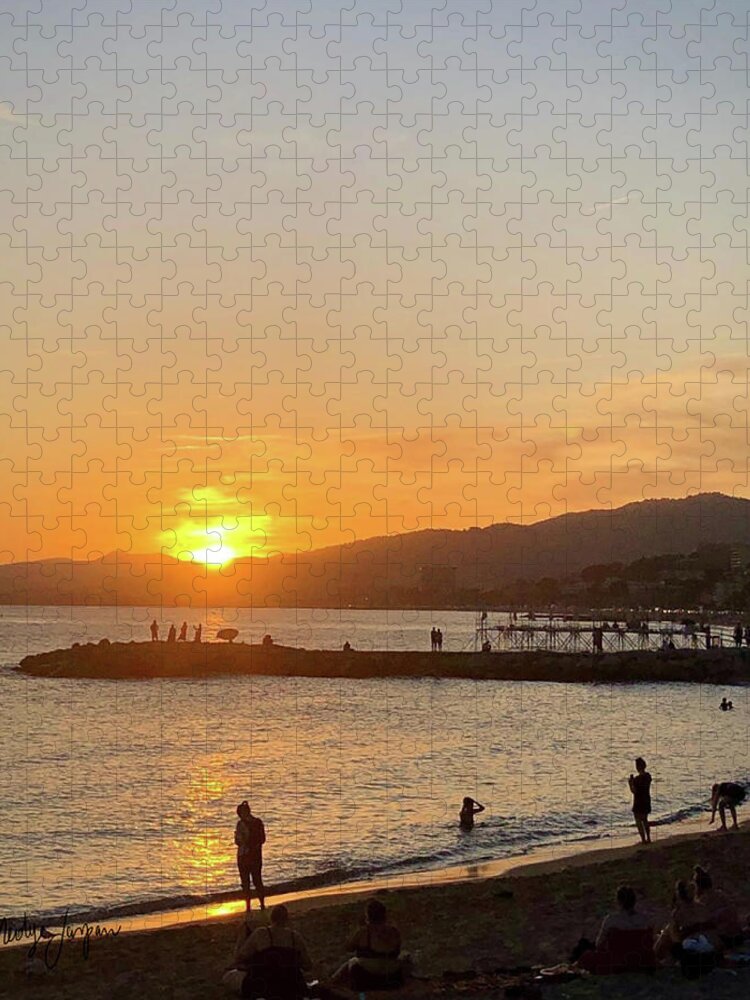 Cannes Jigsaw Puzzle featuring the photograph Coucher de Soleil a Cannes by Medge Jaspan
