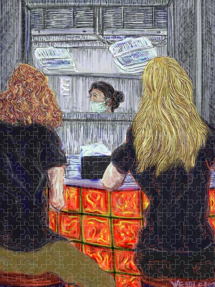 Restaurant Jigsaw Puzzle featuring the digital art Counter Service by Angela Weddle