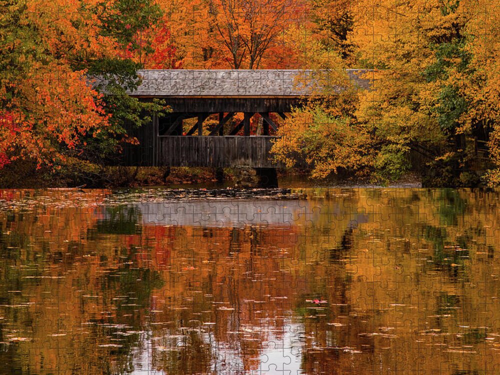 Sturbridge Massachusetts Jigsaw Puzzle featuring the photograph Covered bridge at Sturbridge Village by Jeff Folger
