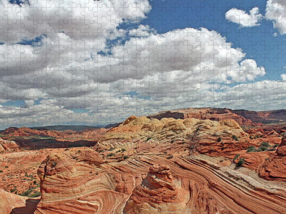 Coyote Buttes Panorama Arizona Erosion Sandstone Wave South Jigsaw Puzzle featuring the photograph Coyote Buttes South Panorama by Farol Tomson