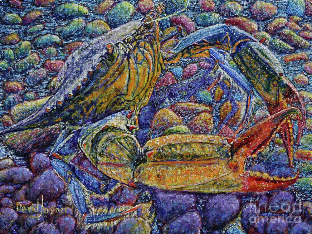 Blue Crab Jigsaw Puzzle featuring the painting Crabby by David Joyner