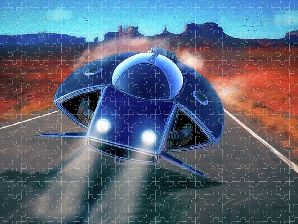 Science Fiction Jigsaw Puzzle featuring the digital art Crash in the Desert by Ken Morris