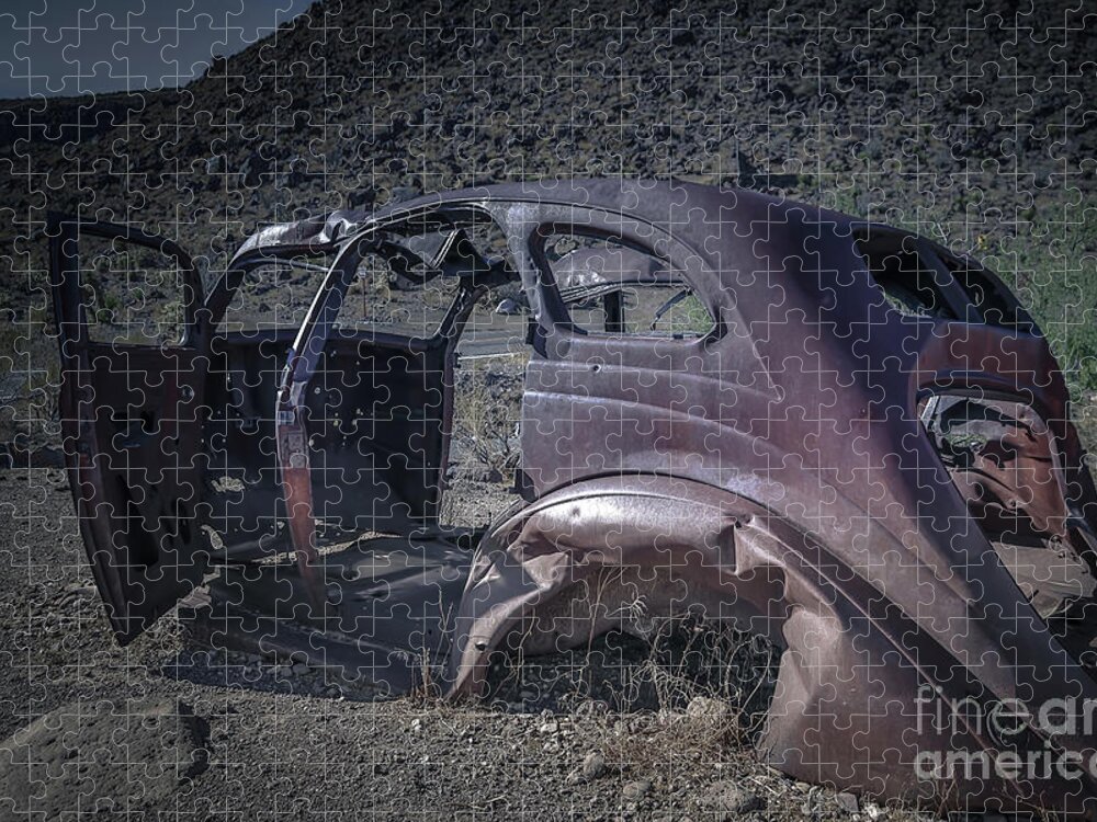 Ford Jigsaw Puzzle featuring the photograph Crashed Sedan Color by Darrell Foster
