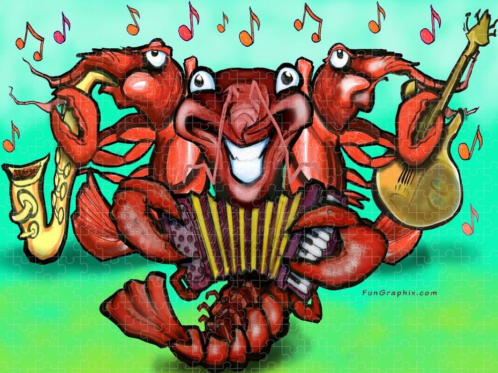 Crawfish Jigsaw Puzzle featuring the digital art Crawfish Band by Kevin Middleton
