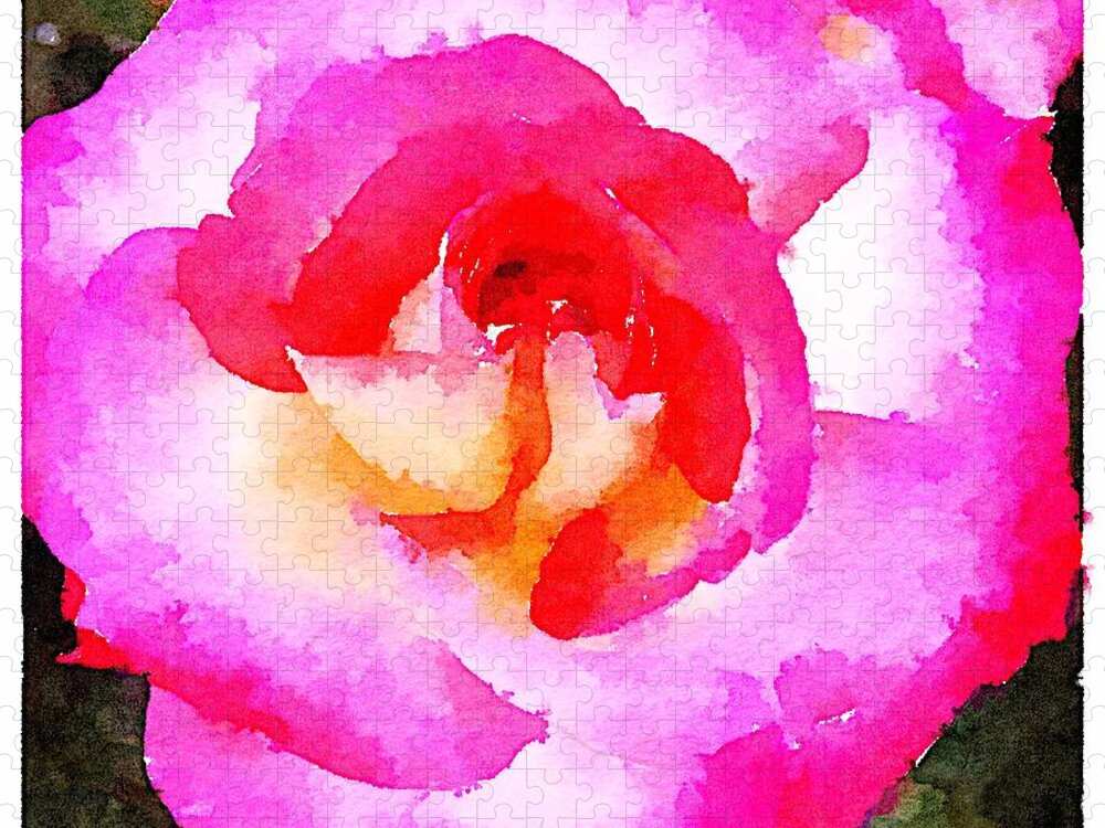 Rose Jigsaw Puzzle featuring the digital art Crazy Rose by Wendy Golden