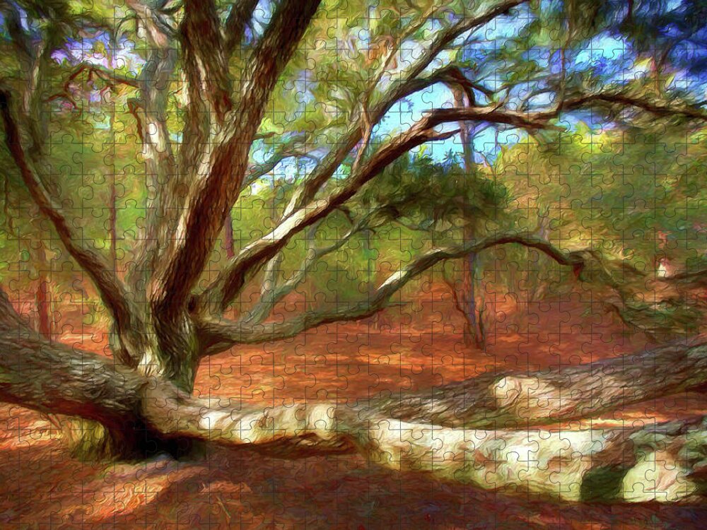North Carolina Jigsaw Puzzle featuring the painting Crazy Tree ap by Dan Carmichael