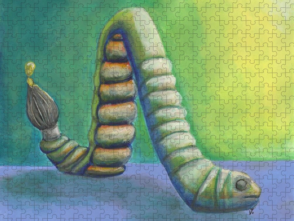 Worm Jigsaw Puzzle featuring the painting Creative Juices by Vicki Noble