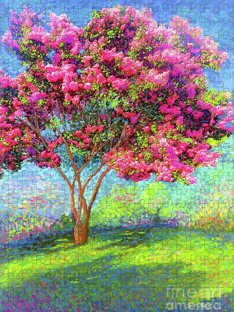Landscape Jigsaw Puzzle featuring the painting Crepe Myrtle Memories by Jane Small