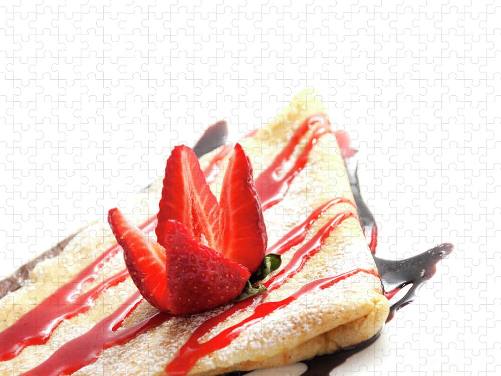 Crepes Jigsaw Puzzle featuring the photograph Crepes with chocolate and strawberry by Jelena Jovanovic