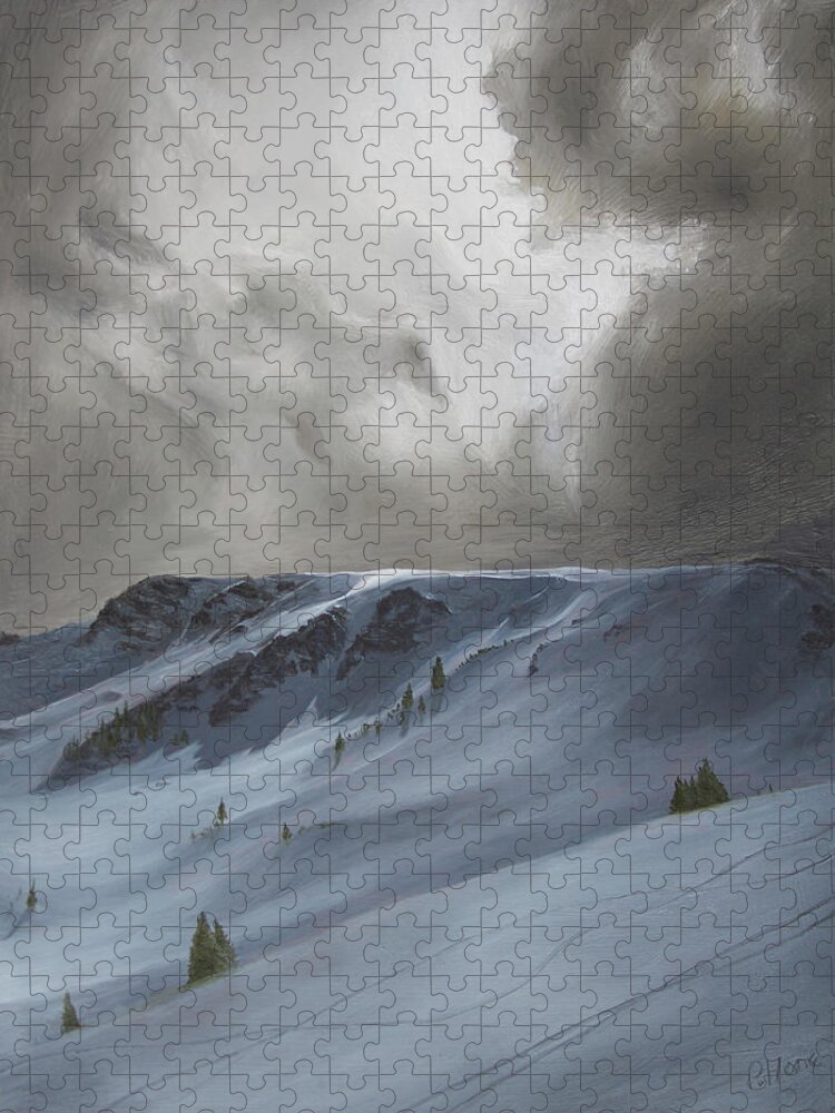 Hone Jigsaw Puzzle featuring the painting Cross-Country Skiing by Hone Williams