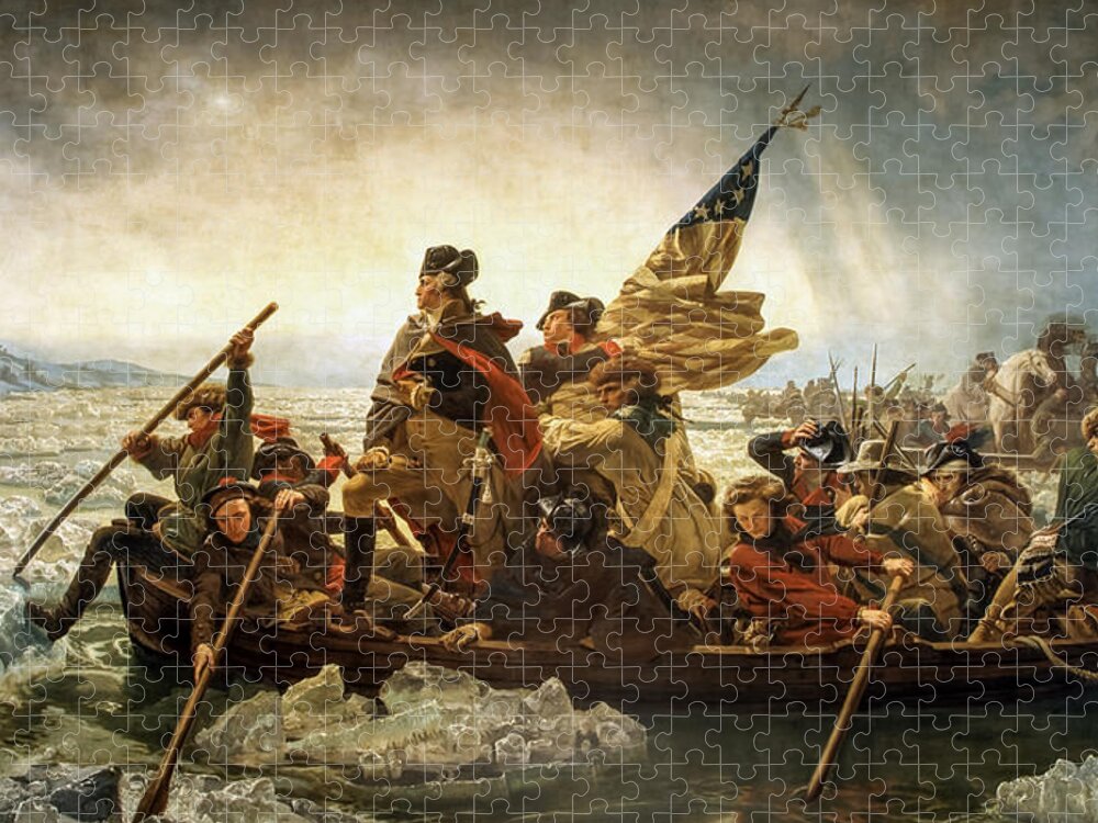 1776 Jigsaw Puzzle featuring the painting Crossing the Delaware by Emanuel Leutze by Mango Art