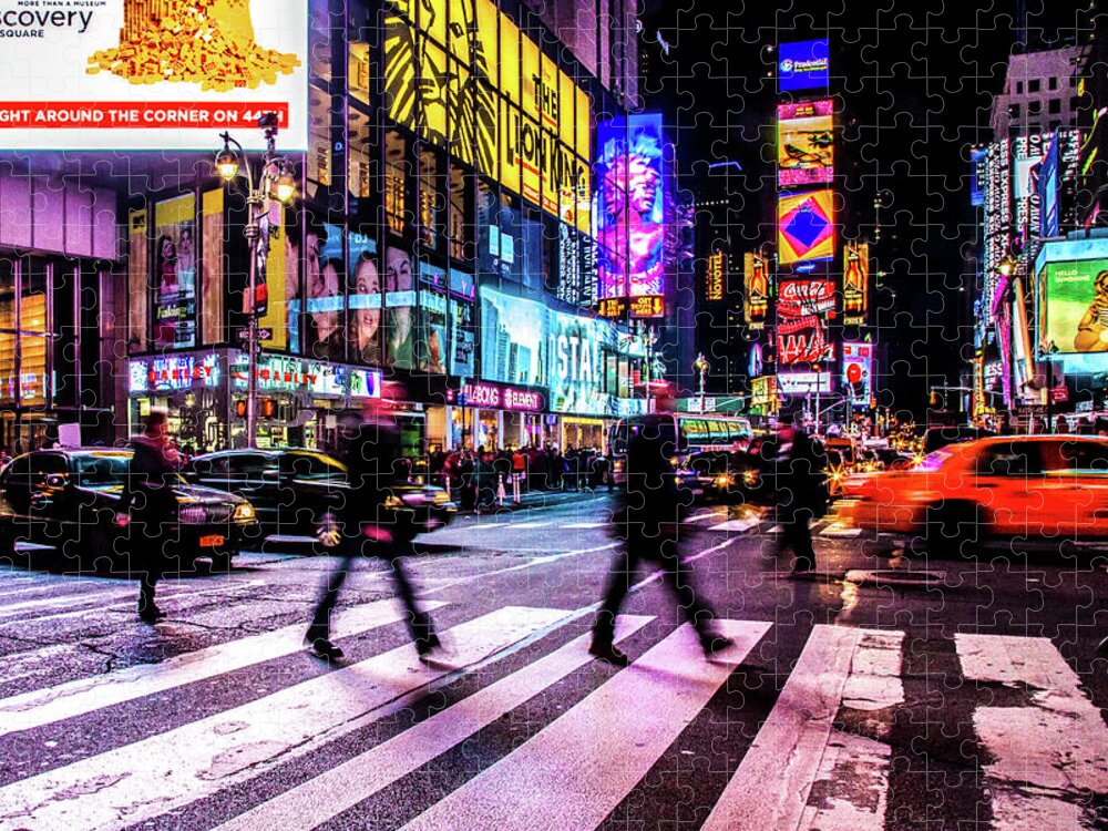 Times Square Jigsaw Puzzle featuring the photograph Crossing Times by Az Jackson