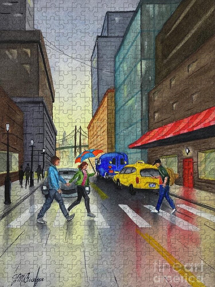 Crosswalk Jigsaw Puzzle featuring the painting Crosswalk by Joseph Burger