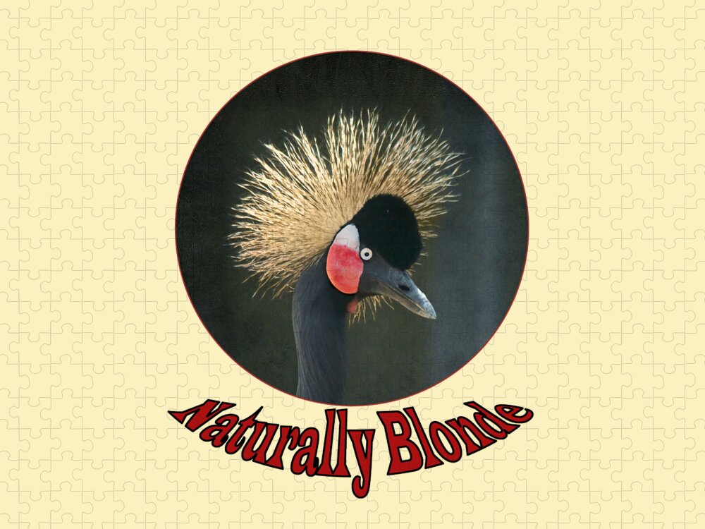 Crowned Crane Jigsaw Puzzle featuring the photograph Crowned Crane - Naturally Blonde - Transparent by Nikolyn McDonald