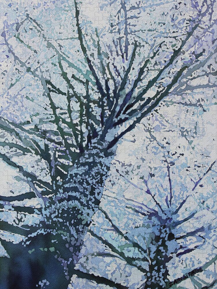 Trees Jigsaw Puzzle featuring the painting Crowned With Ice by Jenny Armitage
